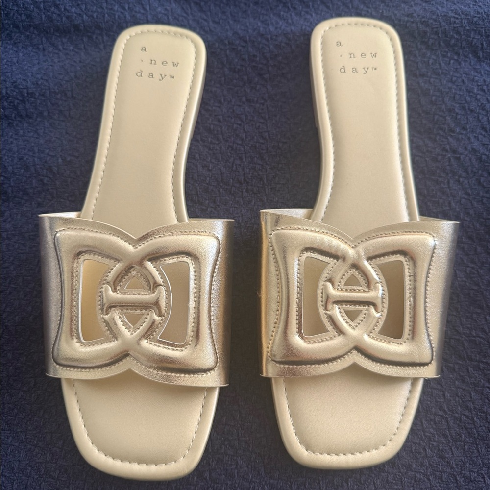 Gold Slide Sandals never worn